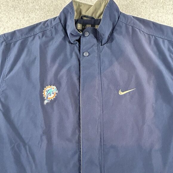Vtg Nike Jacket Packable Windbreaker Men XL Blue Embrd Miami Dolphins Sun Logo - Picture 4 of 16